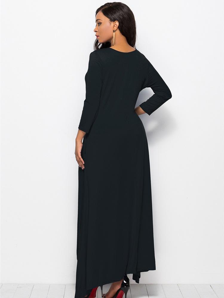 Long Sleeve Asymmetrical Women Loose Plus Size Dress