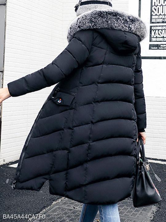 Women Hooded Quilted Longline Pocket Padded Coat