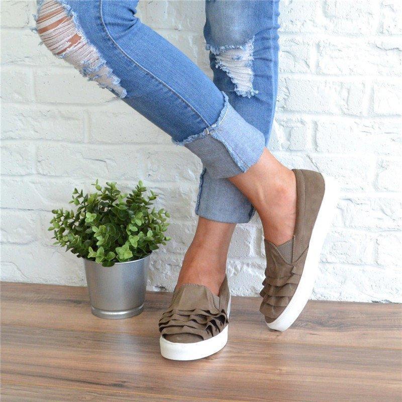 Women Loafers Daily Flat Heel Artificial Suede All Season Ruffles Shoes