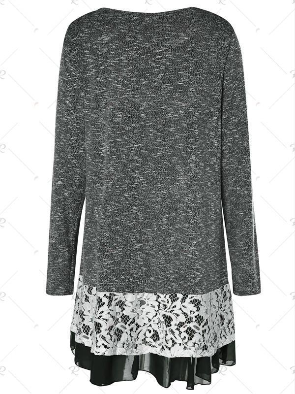 Plus Size Lace Insert Layered Tunic Knitwear - 3x