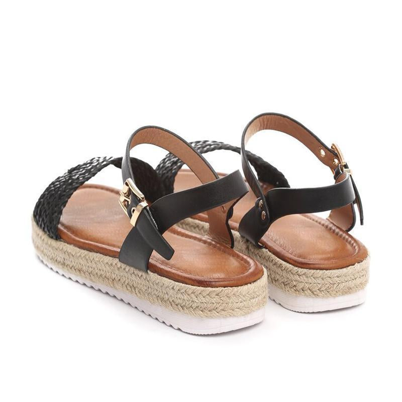 Women Flat Heel Buckle Espadrille Sandals Open Toe Casual Shoes