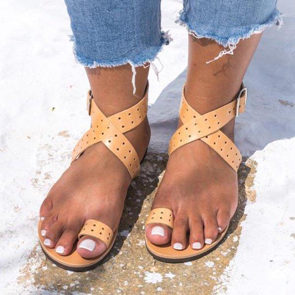 Women Flip PU Buckle Sandals